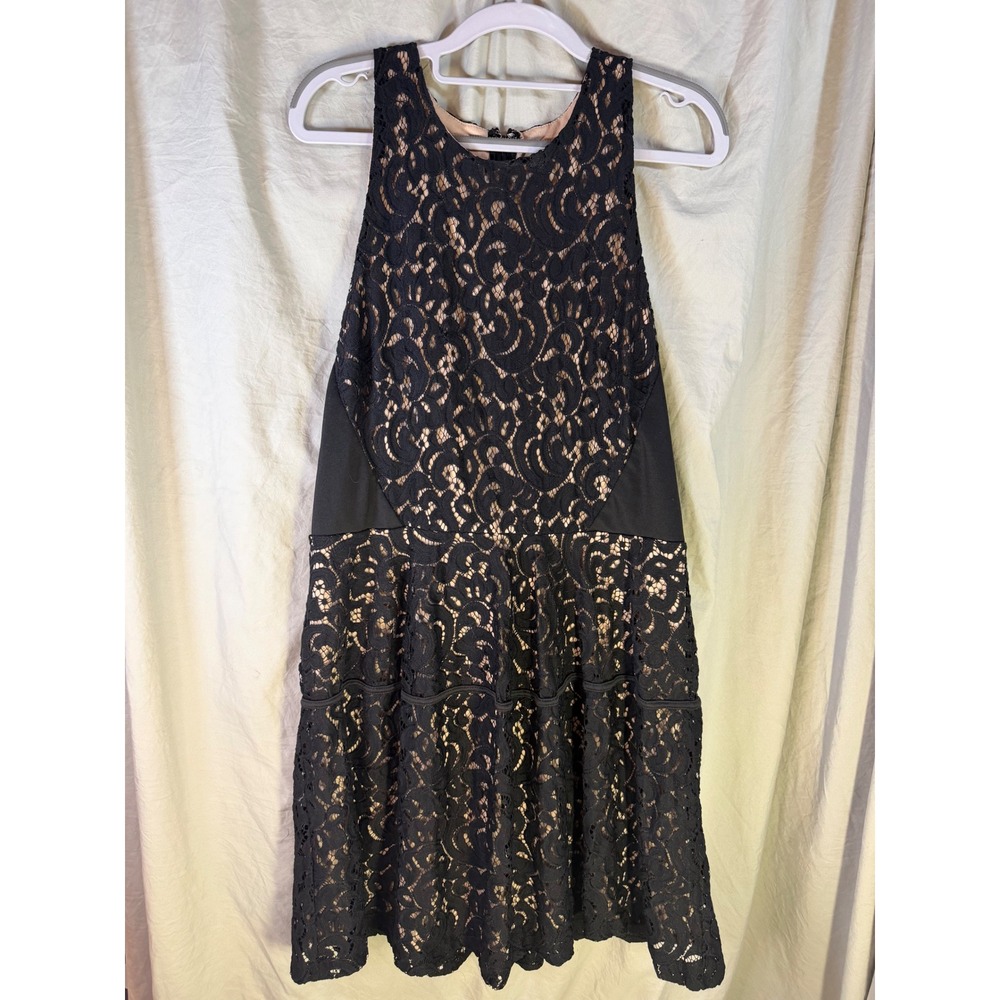 Mossimo Black Lace Overlay Fit and Flare Dress Nude Lining XXL Sleeveless